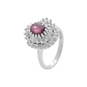 18ct White Gold 1.20ct Ruby & 0.80ct Diamond Cluster Ring