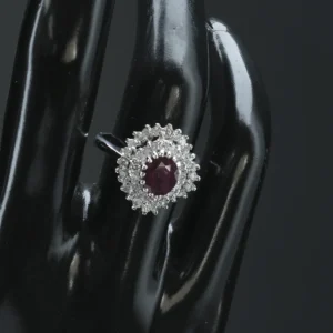 18ct White Gold 1.20ct Ruby & 0.80ct Diamond Cluster Ring