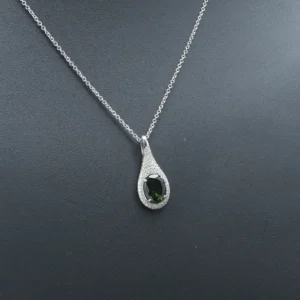 18ct White Gold 3.65ct Tourmaline & 0.70ct Diamond Necklace 20″ 1.5mm