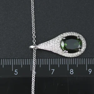 18ct White Gold 3.65ct Tourmaline & 0.70ct Diamond Necklace 20″ 1.5mm