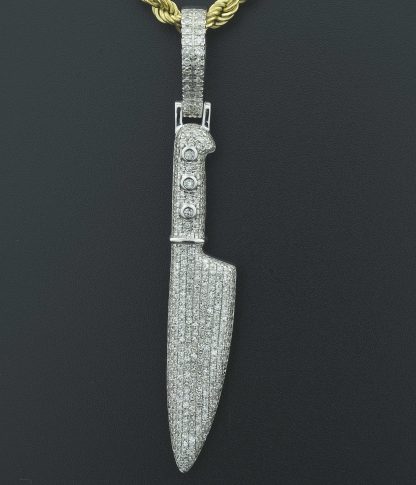 9ct White Gold 0.99ct Diamond Chef's Knife Pendant - Image 5