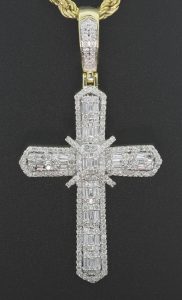 9ct Yellow Gold 1.25ct Diamond Cross Pendant