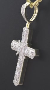 9ct Yellow Gold 1.25ct Diamond Cross Pendant