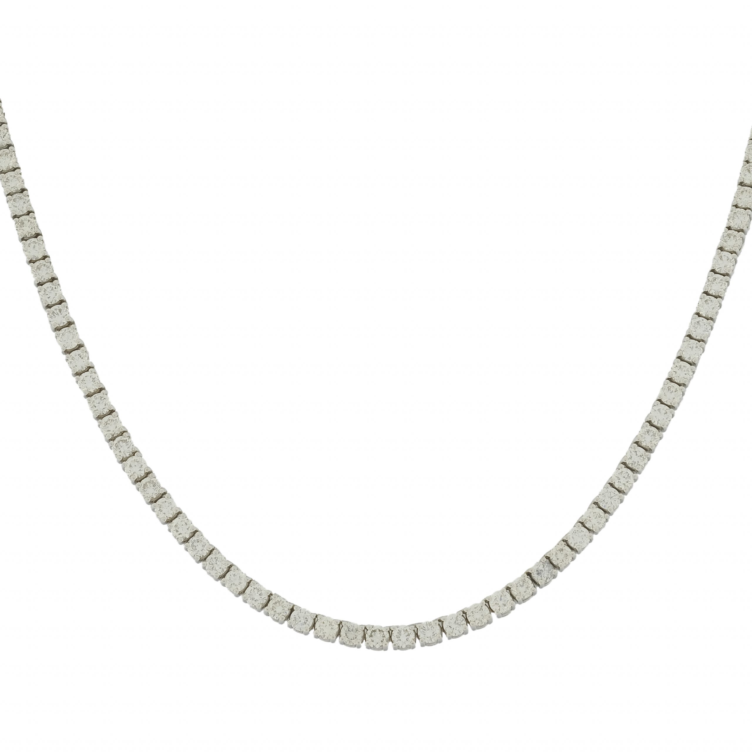 18ct White Gold 13ct Diamond Tennis Necklace 24"