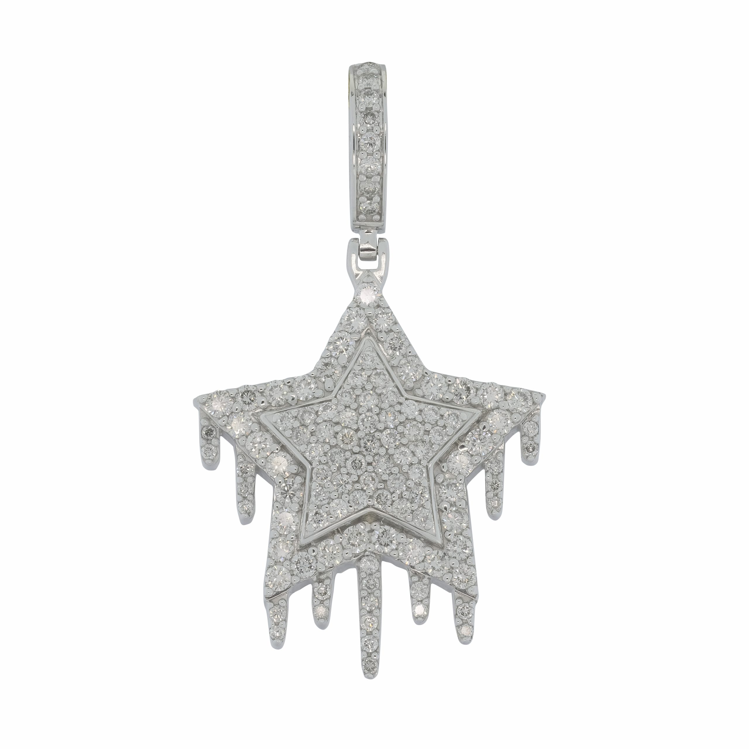 9ct White Gold 2.60ct Diamond Star Drip Pendant