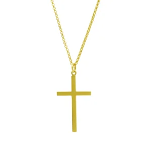 9ct Yellow Gold Belcher Chain And Cross Pendant 18.5″ 2mm