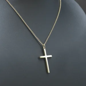 9ct Yellow Gold Belcher Chain And Cross Pendant 18.5″ 2mm