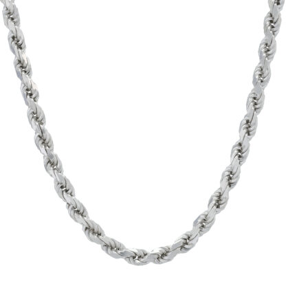 9ct White Gold Diamond Cut Rope Chain 26" 4.5mm