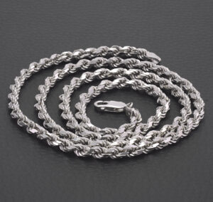 Mens white gold on sale diamond cut rope chain