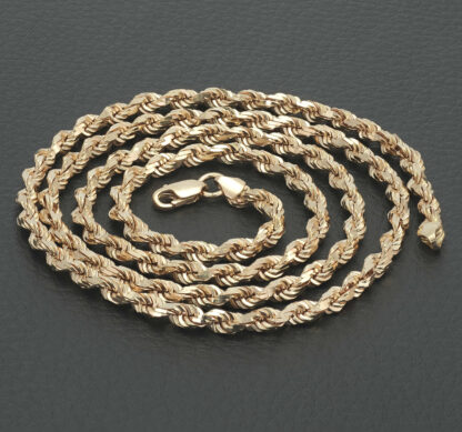 9ct Rose Gold Diamond Cut Rope Chain 28.5" 4mm - Image 5