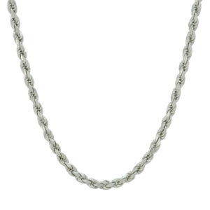 9ct White Gold Diamond Cut Rope Chain 24&#8243; 3.5mm