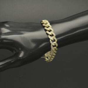 9ct Yellow Gold Gemstone Cuban Bracelet 7&#8243; 10.5mm