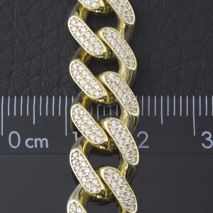 9ct Yellow Gold Gemstone Cuban Bracelet 7&#8243; 10.5mm