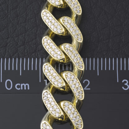 9ct Yellow Gold Gemstone Cuban Bracelet 7" 10.5mm - Image 3