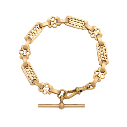 9ct Rose Gold Stars & Bars Bracelet 7.5" 9mm