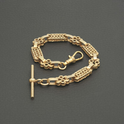 9ct Rose Gold Stars & Bars Bracelet 7.5" 9mm - Image 4