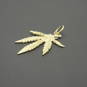 9ct Yellow Gold Hemp Leaf Pendant