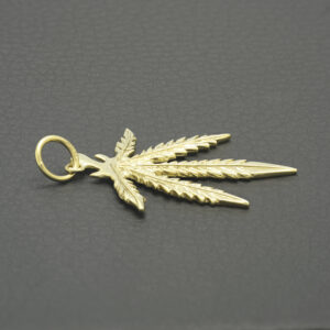 9ct Yellow Gold Hemp Leaf Pendant
