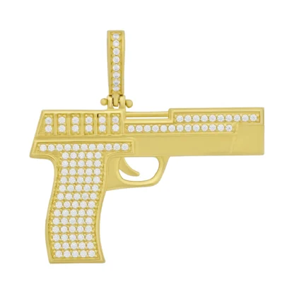 9ct Yellow Gold Gemstone Pistol Pendant