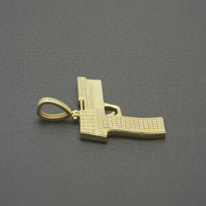 9ct Yellow Gold Gemstone Pistol Pendant