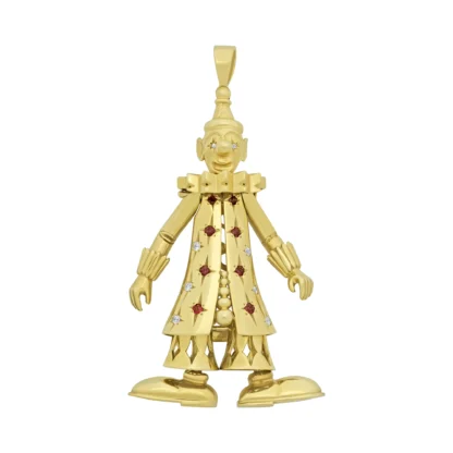 9ct Yellow Gold Gemstone & Ruby Clown Pendant