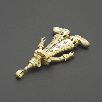 9ct Yellow Gold Gemstone & Ruby Clown Pendant - Image 2