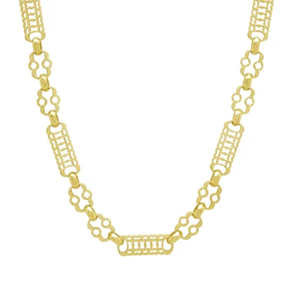 9ct Yellow Gold Stars & Bars Chain 24" 9.5mm
