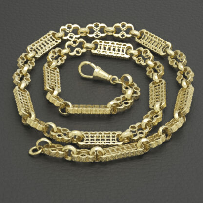 9ct Yellow Gold Stars & Bars Chain 24" 9.5mm - Image 5