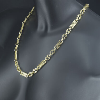 9ct Yellow Gold Stars & Bars Chain 24" 9.5mm - Image 4