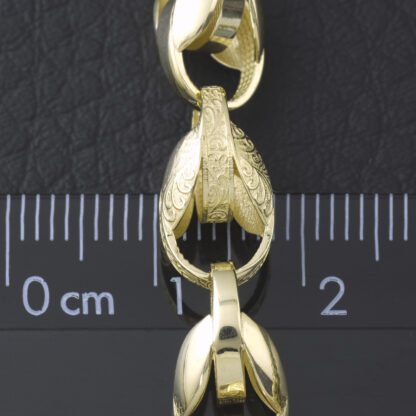 9ct Yellow Gold Tulip Chain 22" 7.5mm - Image 2