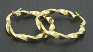 9ct Yellow Gold Twist Hoop Earrings
