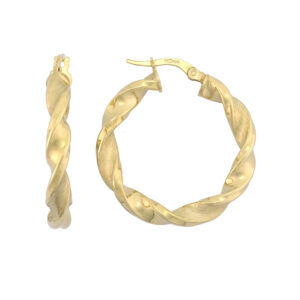 9ct Yellow Gold Twist Hoop Earrings