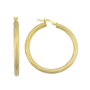 9ct Yellow Gold Twist Hoop Earrings