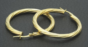 9ct Yellow Gold Twist Hoop Earrings