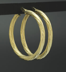 9ct Yellow Gold Twist Hoop Earrings