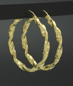 9ct Yellow Gold Twist Hoop Earrings