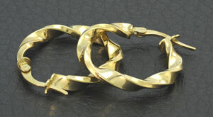 9ct Yellow Gold Twist Hoop Earrings