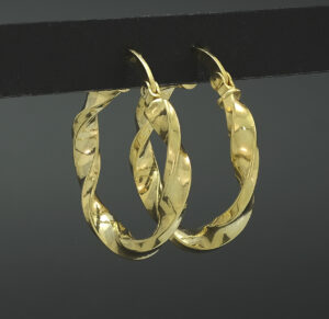 9ct Yellow Gold Twist Hoop Earrings