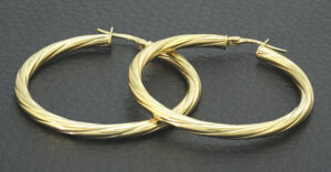 9ct Yellow Gold Twist Hoop Earrings