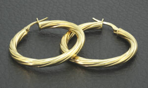 9ct Yellow Gold Twist Hoop Earrings