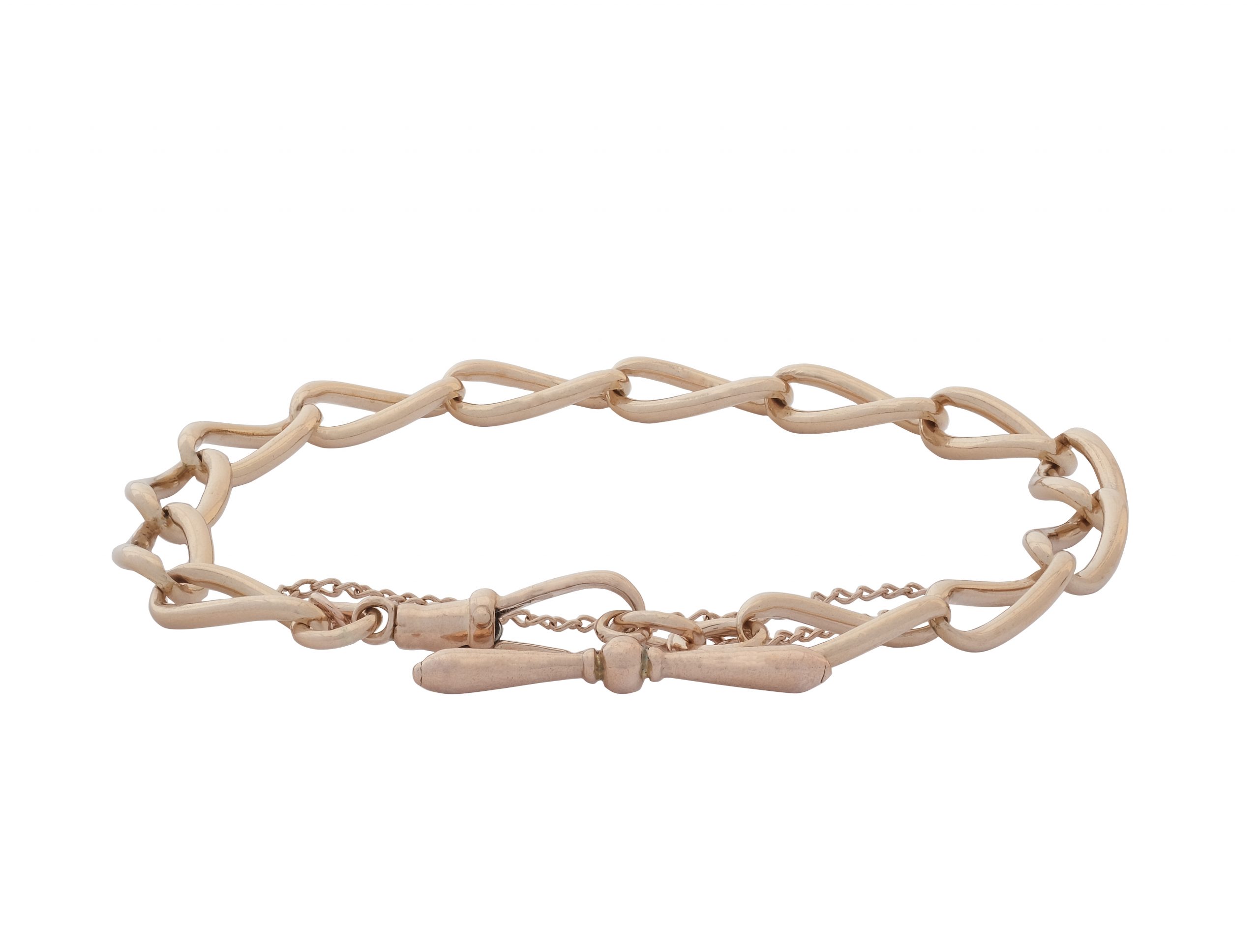 9ct Rose Gold Albert T-Bar Bracelet 8" 7.5mm