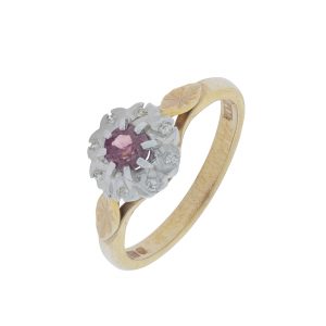 9ct Yellow Gold Ruby and Diamond Cluster Ring