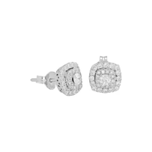 9ct White Gold 0.50ct Diamond Double Halo Earrings