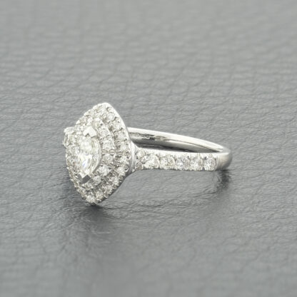 9ct White Gold 0.40ct Diamond Marquise Halo Ring - Image 2