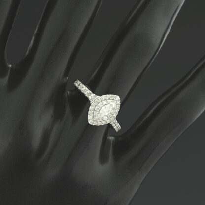 9ct White Gold 0.40ct Diamond Marquise Halo Ring - Image 4