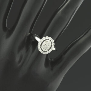 9ct White Gold 0.25ct Diamond Halo Cluster Ring