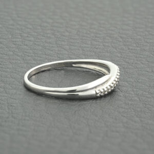 9ct White Gold Diamond Cross Over Ring