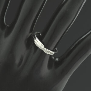 9ct White Gold Diamond Cross Over Ring