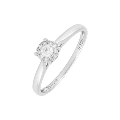 9ct White Gold 0.15ct Diamond Cluster Ring