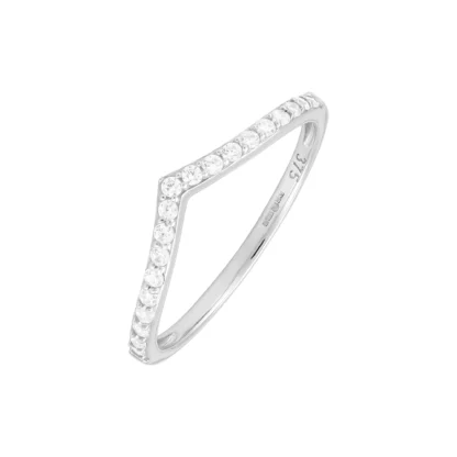 9ct White Gold Diamond Wish Bone Ring